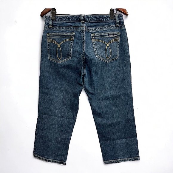 Calvin Klein Jeans Women 8 (30x20 Actual) Blue Medium Wash Cropped Relaxed - Picture 2 of 11